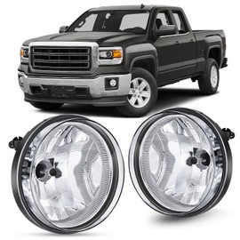 Nilight Fog Light Assembly Compatible with 2007 2008 2009 2010 2011 2012 2013 GMC Sierra 1500 2007-2014 Sierra 2500HD 3500HD Clear Lens Fog Lamps Replacement 880 12V 27W Bulbs