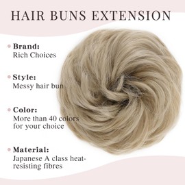 Hair Extensions Hairpiece Scrunchie Bun Wavy Natural Like Real Hair Extensions Updo Hairstyles Messy Ponytail Voluminous Hair Scrunchie Ash Blonde & Bleach Blonde