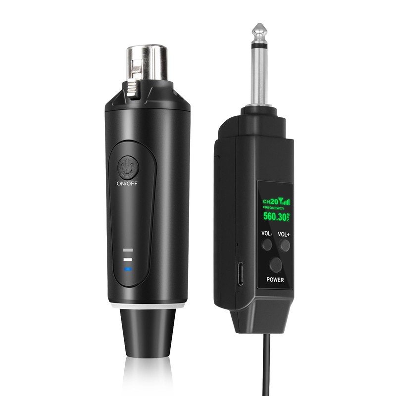 Depusheng 2.4GHz Wireless Microphone System Transmitter & Receiver with Volume
