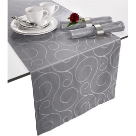 Erwin Müller Oberhausen Table Runner Damask Grey Size 40 x 130 cm