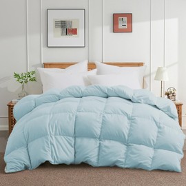 Joysoul King Size Down Comforter - All Season Ultra Soft Goose Down & Feather Fiber Fill, Luxury Hotel Blue Duvet Insert with Corner Tabs (104" X 88")