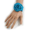 Avalaya Statement Turquoise Snake Print Leather Rose Flower Flex Cuff