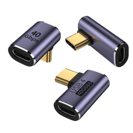 USB 4.0 Type C Adapter L Shape Extension Adapter 40Gbps High Speed Transmission 100W/5A Fast Charge 8K @ 120Hz Video Output / Type C Converter Adapter USB C Connector Compatible with Type C Devices