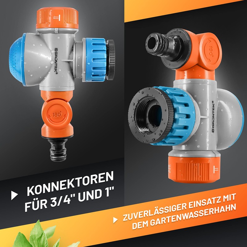 GRÜNTEK Flexible Tap Adapter with Rotatable and Tilting Hose Connection