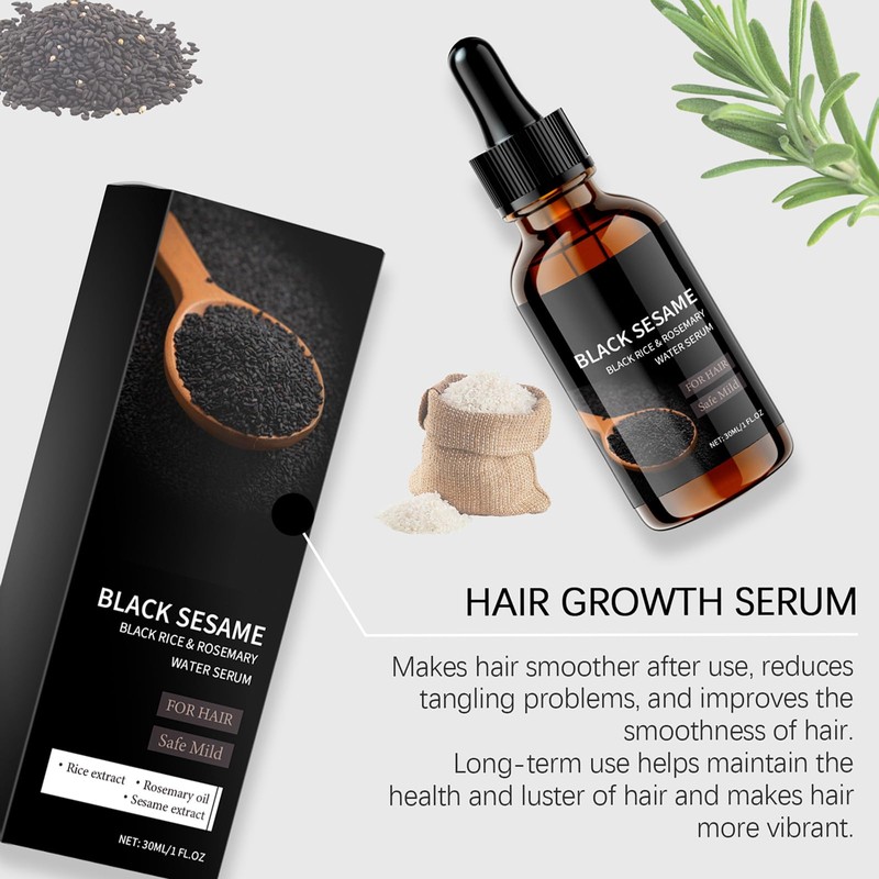 Black Sesame Hair Growth Serum, Black Rice Rosemary Hair Care,