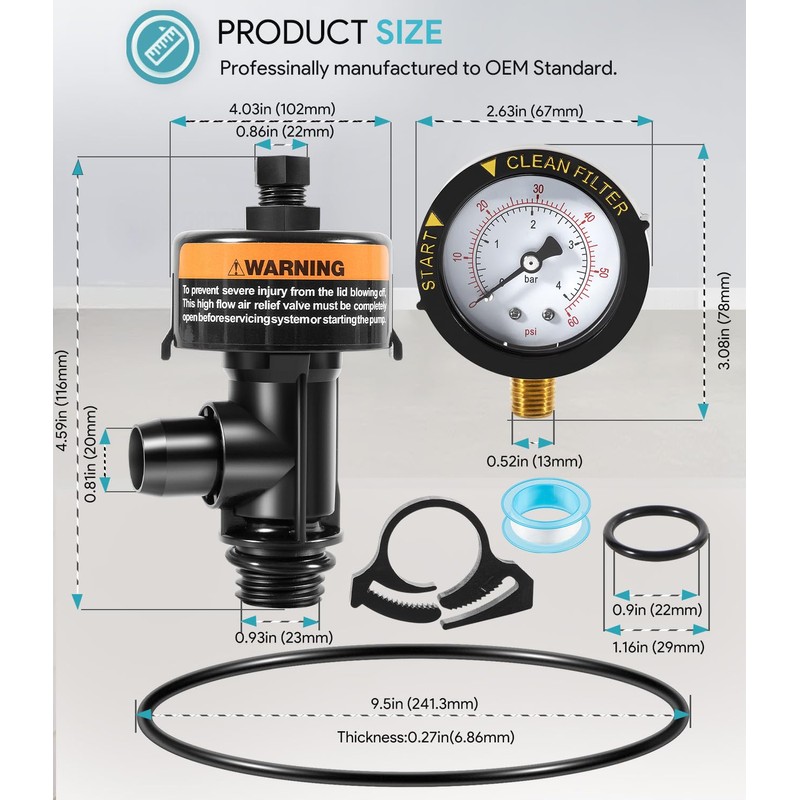 sixcow 98209800 High Flow Manual Air Relief Valve with Pressure