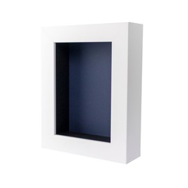 CountryArtHouse 5x7 White Shadow Box Frame with A 1 3/4" Usable Depth Includes Navy Blue Acid-Free Backing, UV Resistant Acrylic, & Hanging Hardware