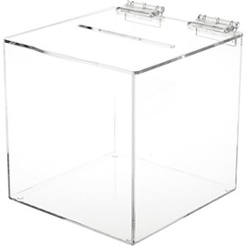Plymor Clear Acrylic Ballot/Collection/Donation Box, 6" W x 6" D x 6" H (2 Pack)