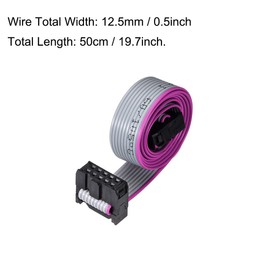 sourcing map Flat Ribbon Cable IDC Wire FC/FC Connector A Type 10 Pin 2.54 mm Distance 50 cm Long Grey