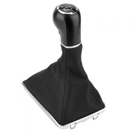 Aramox 5 Speed Gear Knob Cuff Car Dust Cover for Gear Knob ABS Gear Knob Faux Leather Gaiter Boot Cover Black for Astra Corsa GTC 05-10