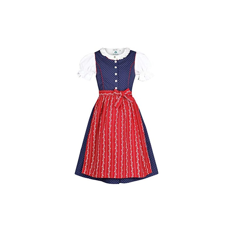Isar-Trachten Girls' Children’s Dirndl with Blouse Navy, Blue (Navy Blue)