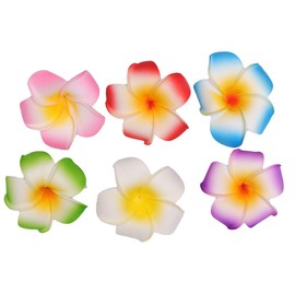 FRCOLOR 6Pcs Hawaii Plumeria Hair Clips Boho Foam Flower Plumeria Hairpin Frangipane Hair Clips Tropical Hair Barrette for Beach Wedding Party(Random color)