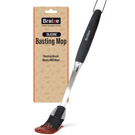 Grill Basting Mop – Silicone BBQ Basting Brush for Cooking, Oil & Sauce Brush for Grilling, Heat-Resistant Baster Brush, Dishwasher Safe Grill Mop for BBQ, Smoking, Roasting