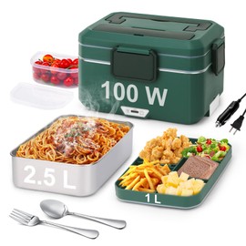 Jleiiofe Electric Lunch Box for Adults,100W 3.5L 2-Layer Heated Lunch Box for Men/Car/Truck/Home/Work, Dual Mode 2.5L + 1L Lonchera Eléctrica Portátil para Calentar Almuerzo Portable Food Warmer