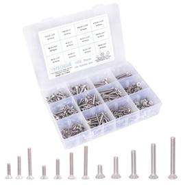 Machine Screw Assortment Kit #6-32/ #8-32/ #10-24 Phillips Flat Head Countersunk Machine Screws Bolts, 304 Stainless Steel, Fully Machine Thread - 400Pcs