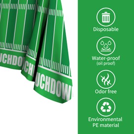 Gatherfun Football Theme Plastic Tablecloth - Touchdown Table Cover for Birthday Party Games Decoration - 54 X 108Inch 3 Pack