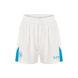 SSC Napoli Unisex-Children and Teenager's Pantaloncino Junior Gara Home Ea7 Football Shorts, White/Light Blue, 14 Years
