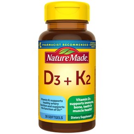 Nature Made Vitamin D3 K2 Softgels Bone Immune Health 30 Count 5000 Iu