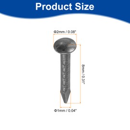 uxcell 500Pcs Small Hardware Nails, 1 x 8mm Carbon Steel Round Head Nail Common Finishing Nail for Household Woodworking Picture Hanging DIY Projects, Metallic Black