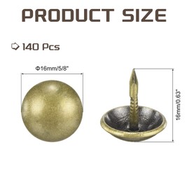 MECCANIXITY Upholstery Tacks for Furniture, 5/8 Inch (16 x 16mm) Metal Round Bronze Thumb Tacks for Wall Decorative Upholstery Nails DIY Project Home Decor, Pack of 140