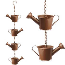 LC LICTOP Iron Watering Can Rain Chain Pendant Decoration for Gutter Downspouts Balcony Courtyard Garden Red Bronze Window Decors Rainwater Barrel Chains for Rainwater Drainage Outlet 3.3 FT Length
