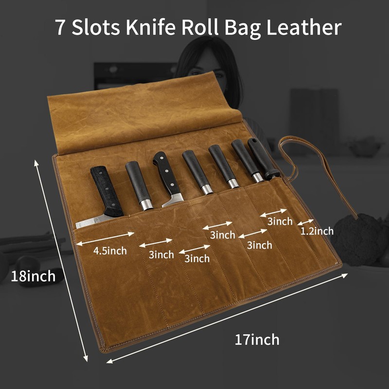 Genuine Leather Knife Roll, Knife Bags for Chefs Professional, Small