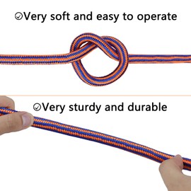 HOSTIC 12 Strands Braided Cord Good Strength Polyester String Multifunctional Rigging Rope Applicable to Tree Work Camping Swing 1/2 Inch 100 Feet Blue Orange