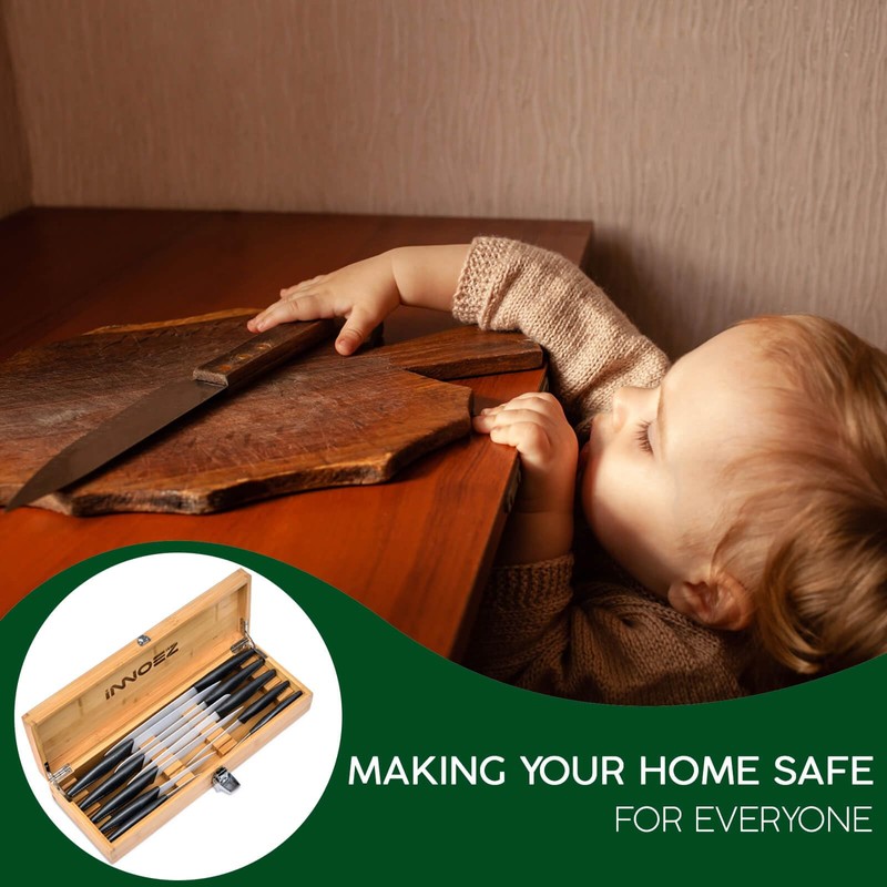 Bamboo Kitchen Knife Holder Lock Box - Knife Drawer Organizer