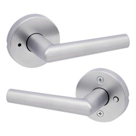 Weiser Milan Satin Chrome Door Handle, Reversible Privacy Lever, Interior Door Handles for Bedroom and Bathroom Doors, Keyless Bathroom/Bedroom Door Lock, Modern Home Décor