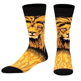 Odd Sox, Men's Funny Designer Brand Novelty Animal Socks, Lion Crew, Large Adult