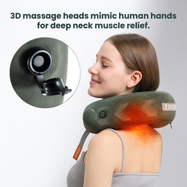 ZDEER Inflatable Neck Massager with 3D Vibration Massage Heads – Portable U-Shaped Air Pillow for Neck, Shoulder, Back & Leg Relaxation – USB-C Rechargeable, Foldable, Travel & Home Use