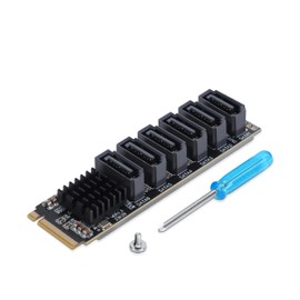 M.2 to SATA3.0 Adapter Card, 6Gbps High Speed ASM1166 M.2 to SATA3.0 Adapter, Support 6 SATA Devices for Thunderbolt Expansion, for OS X, for Windows, for Linux