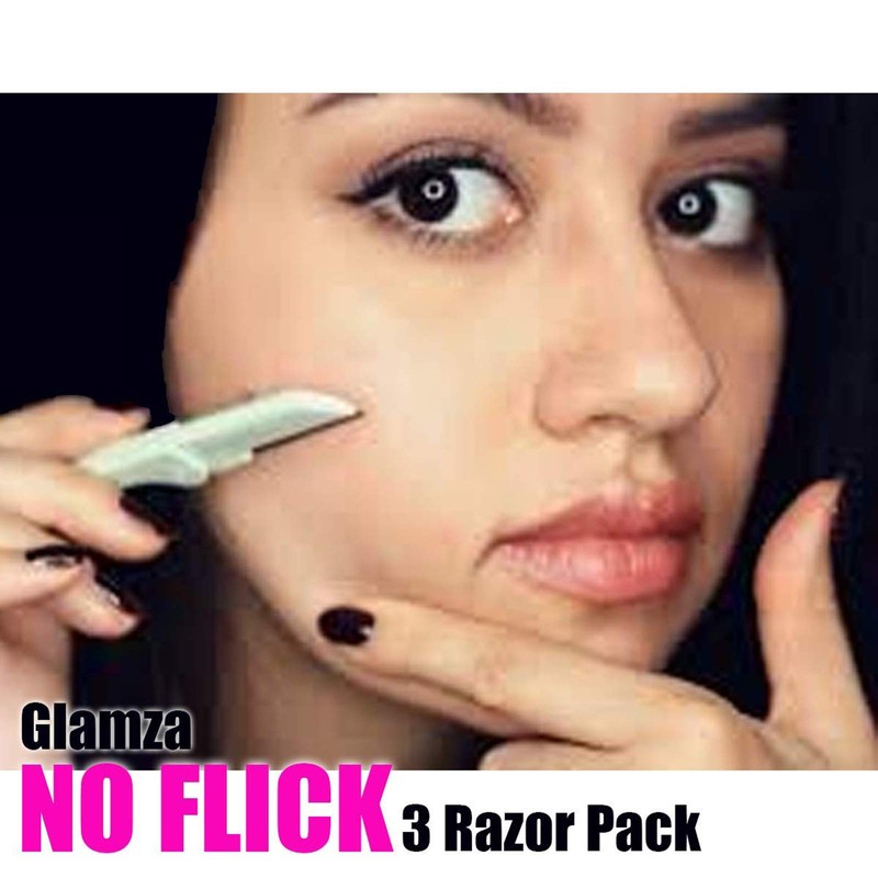 Glamza No Flick 3 Pack Eyebrow Brow Shaper Razor &