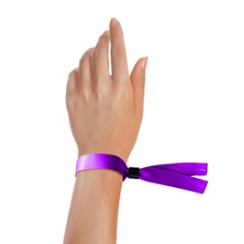 Wristco 100 Cloth Event Wristbands - Purple Fabric Bracelets Wrist Bands for Concerts Festival Admission Party 13 ½” x ½”