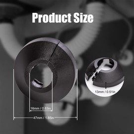 4Pcs Fit 1/2 Inch Flange Water Pipe Cover Decoration 16mm(5/8") Plastic PP escutcheon plate 1/2 inch Cover for Wall Pipe Tube Decoration (black)