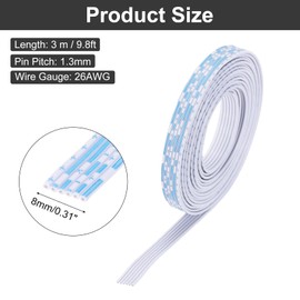 MECCANIXITY 24AWG IDC Wire Flat Ribbon Cable 3 m/9.8ft Length 1.3mm Pitch 6 Pin Blue and White for JTAG/ISP Connecting