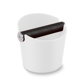 Knock Container for Portafilter Espresso Knock Container Coffee Grounds Tee Box Knock Box Shock Absorbing Espresso Knock Box Barista Style with Removable Metal Knock Bar (White)