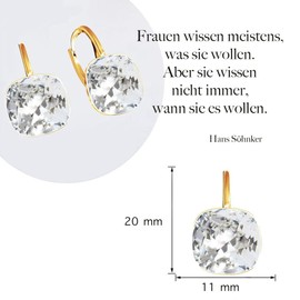 Earrings 925 Silver Austrian Zirconia - 24 Carat Gold-Plated Jewellery for Women and Girls - Drop Earrings Ideal for Gifts for Women, Sterling Silver, Cubic Zirconia