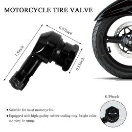 BWBWND 2 PCS 90 Degree Tire Valve Stems, Aluminum Alloy Wheel Valve Stem for Motorcycle with Rubber Ring,Diameter 10-11.3 mm Leakproof Tire Tubeless Valve Stems, Motorcycle Accessories (Black)