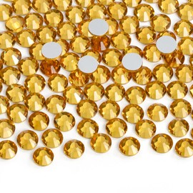 Jollin Glue Fix Flatback Rhinestones Glass Diamantes Gems for Nail Art Crafts Decorations Clothes Shoes(ss12 1440pcs,Topaz)