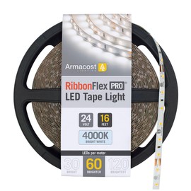 Armacost Lighting RibbonFlex Pro 24V White LED Strip Lights 60 LED/m, 4000K, 16.4 ft 155230