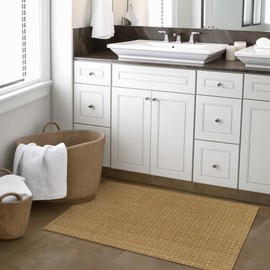 Nailttos Boho Bathroom Rugs, 2' x 3' Reversible Cotton Woven Low Profile Entryway Rug, Washable Natural Brown Rug Front Door Rug Modern Farmhouse Decor Carpet for Entrance Foyer Bedroom Kitchen