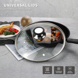 Tighall 8" Tempered Glass Lid with Steam Vent Hole Universal Pan Pot Clear Cookware Lid Replacement with Holder Knob, Stainless Steel Rim, Fits for Pots/Pan/Electric Pressure Cooker