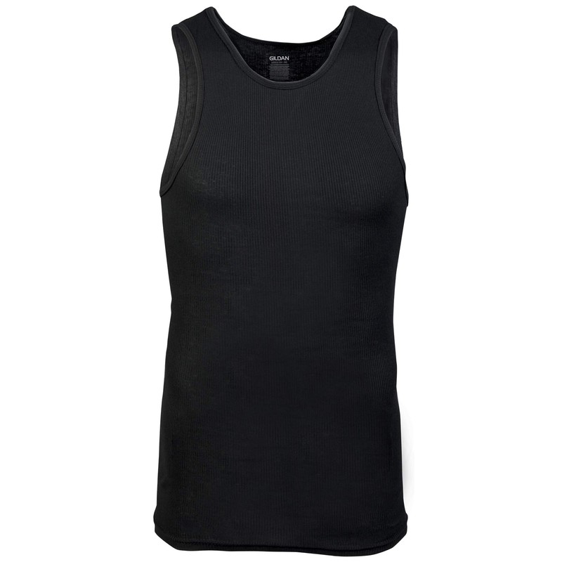 Gildan Gildan Men's A-Shirt Tanks, Multipack, Style G1104, Black (6-Pack),