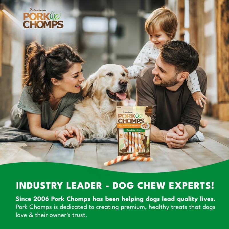 Pork Chomps Baked Pork Skin Dog Chews, 5-inch Mini Twists,