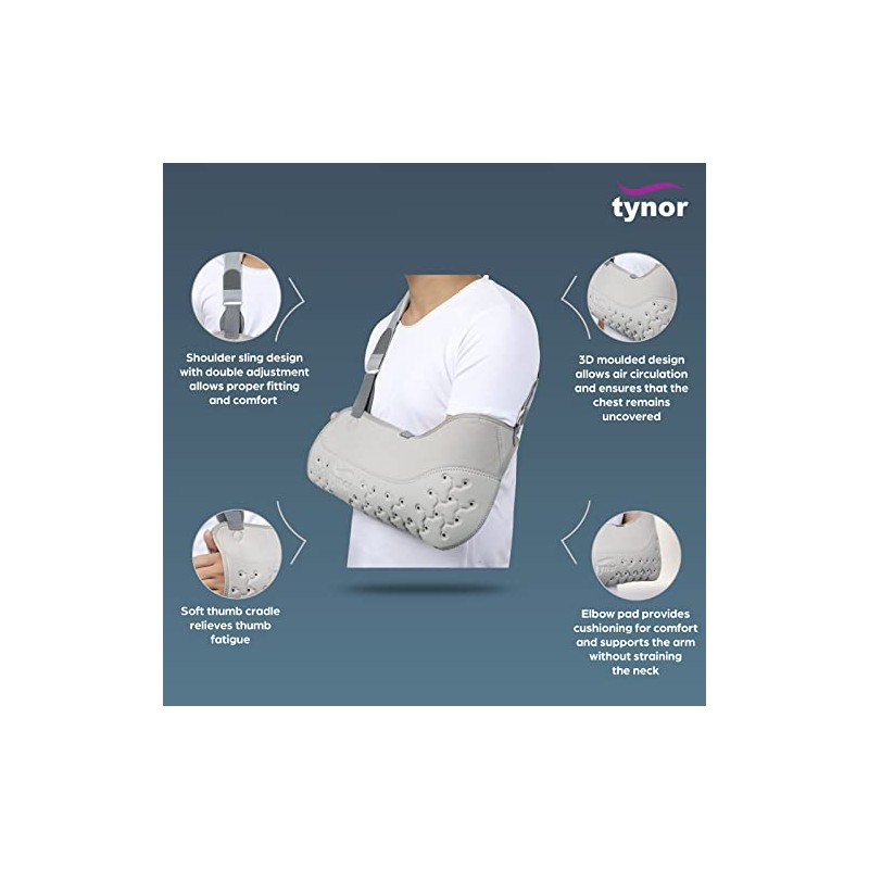 Tynor Pouch Arm Sling Urbane, Grey, Large, 1 Unit