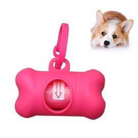 ZENVALY Dog Waste Bag Dispenser, Portable Waste Bag Dispenser for Hanging Dog Waste Bags, Bag Dispenser for Attaching to the Dog Lead with 1 Roll, Leak-proof Dog Waste Bags, Pink