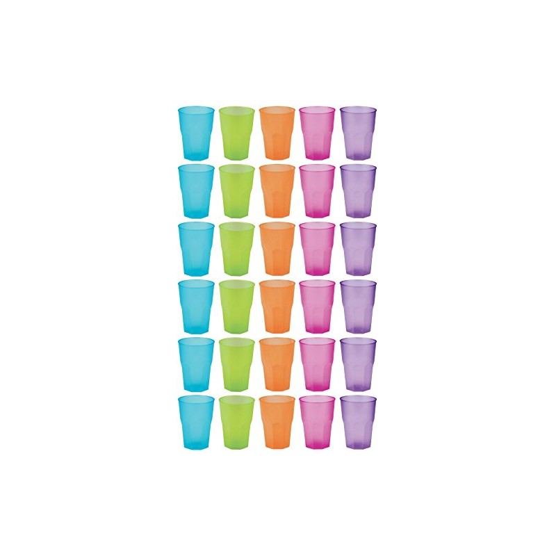 Idea-station Plastic Cups Reusable 350 ml Pack of 30 Colourful