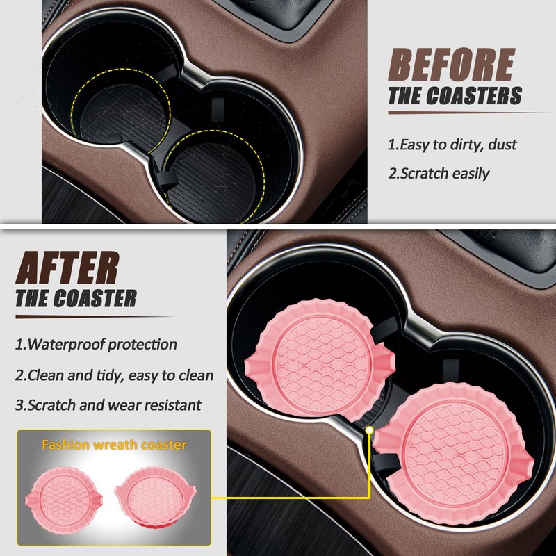 JINGSEN Car Cup Holder Coaster,Non-Slip Car Cup Holder Coasters,Universal Car
