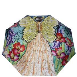 Anuschka Umbrella AUTO Open/Close - UPF 50+ Max Sun protection - 38” Waterproof Canopy - Fits in Handbag - Windproof Flexible Fiberglass - Enchanted Garden